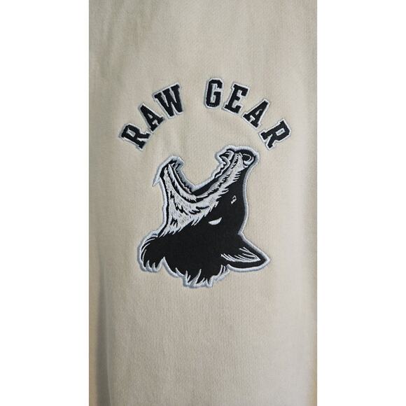 Raw Gear NWT Womens Cropped Hoodie Embroidered Patch Logo Size LG Cream - Picture 4 of 5